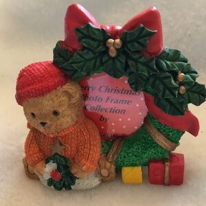 Holiday Bear Photo Frame with Red and Green Accents